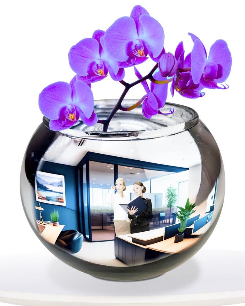 Skywin Convex Mirror Vase Silver Cubicle Decorations - 6 Inch Multipurpose Desk Mirror to See Behind You - Aesthetic Office Cubicle Accessories  Office Decor Organizer - Image 1